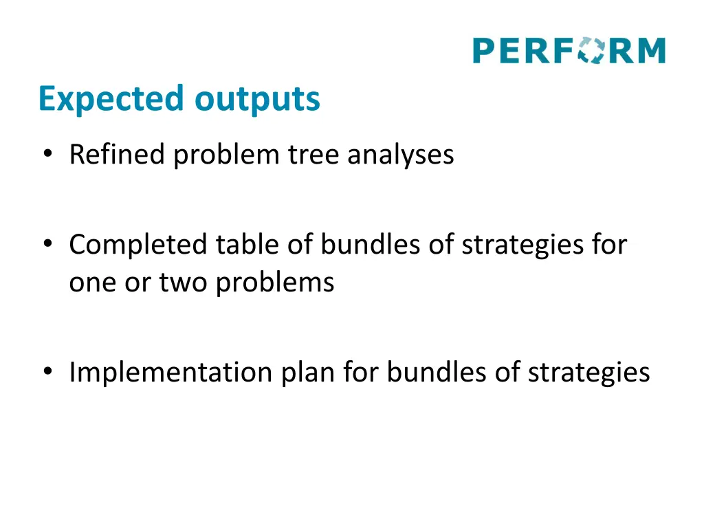expected outputs refined problem tree analyses