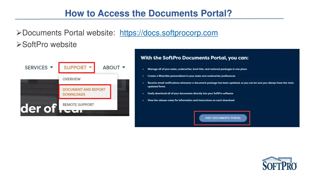 how to access the documents portal