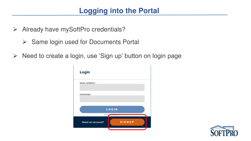 logging into the portal