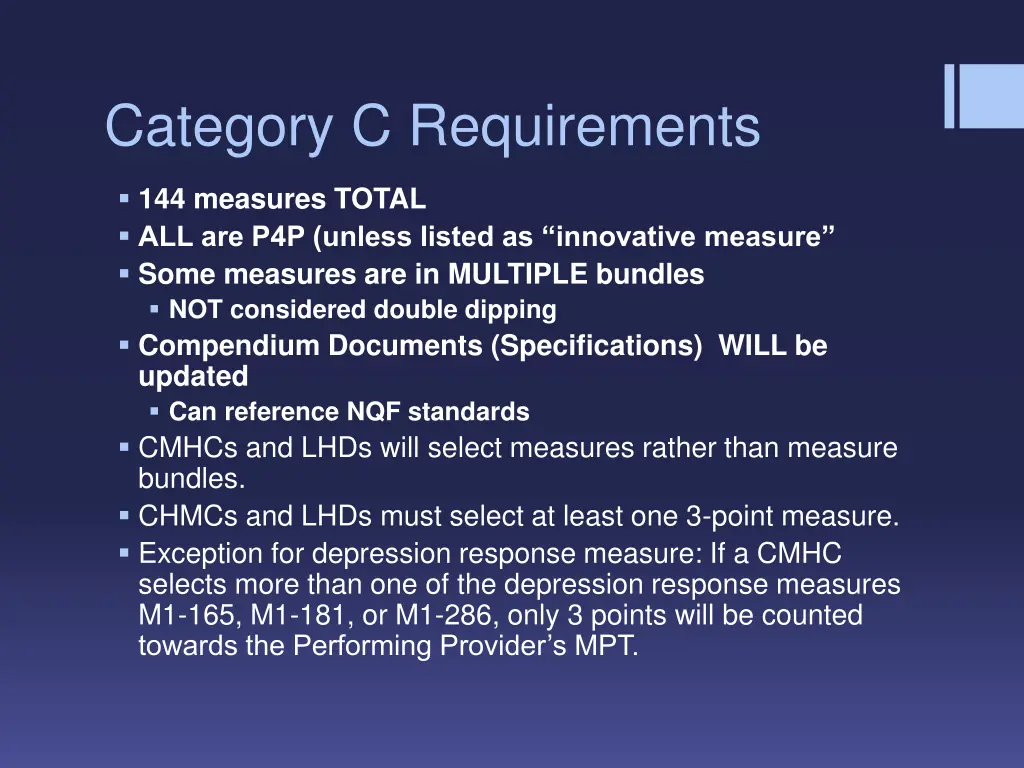 category c requirements