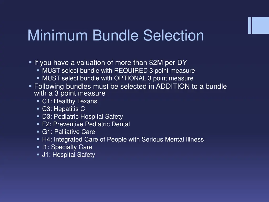 minimum bundle selection