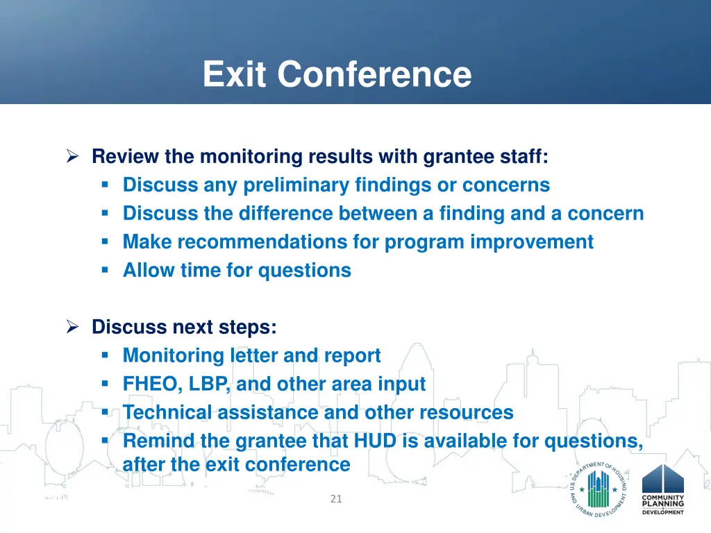 exit conference