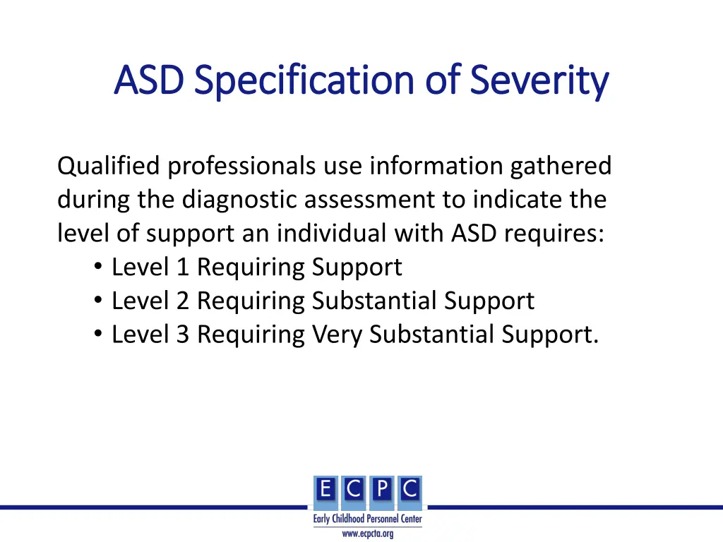 asd specification of severity asd specification