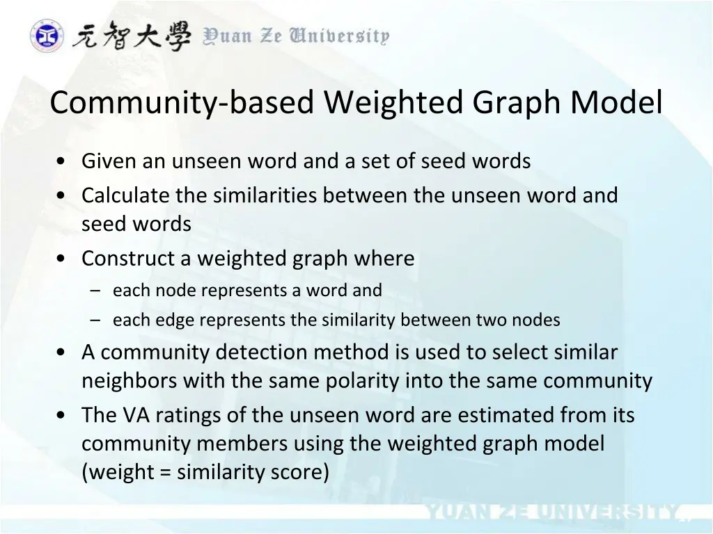 community based weighted graph model