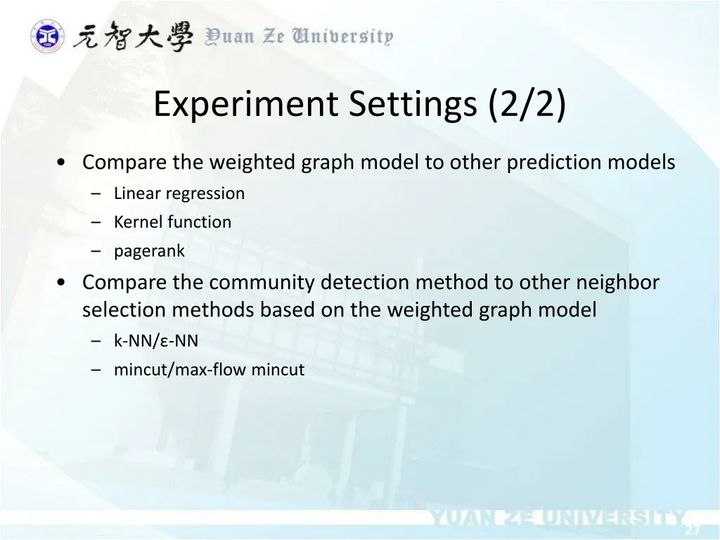 experiment settings 2 2