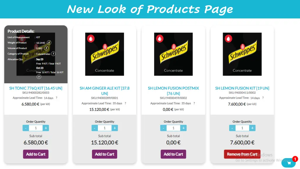 new look of products page
