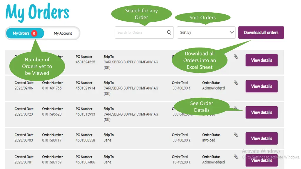 search for any order