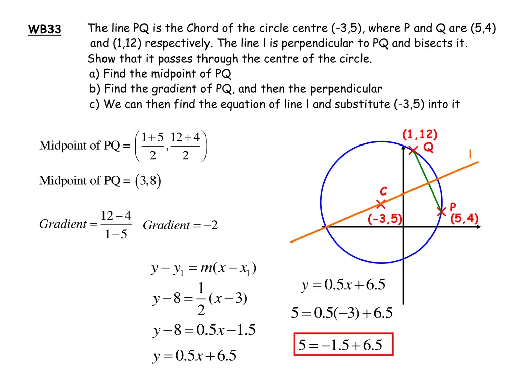 the line pq is the chord of the circle centre