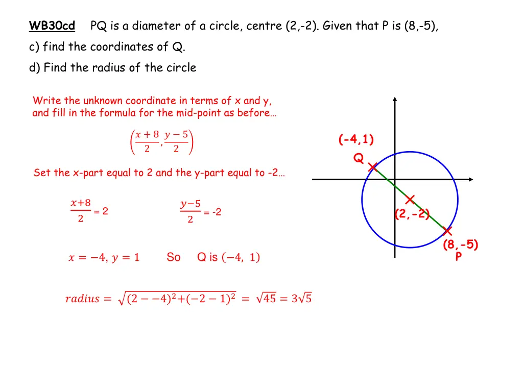 wb30cd pq is a diameter of a circle centre