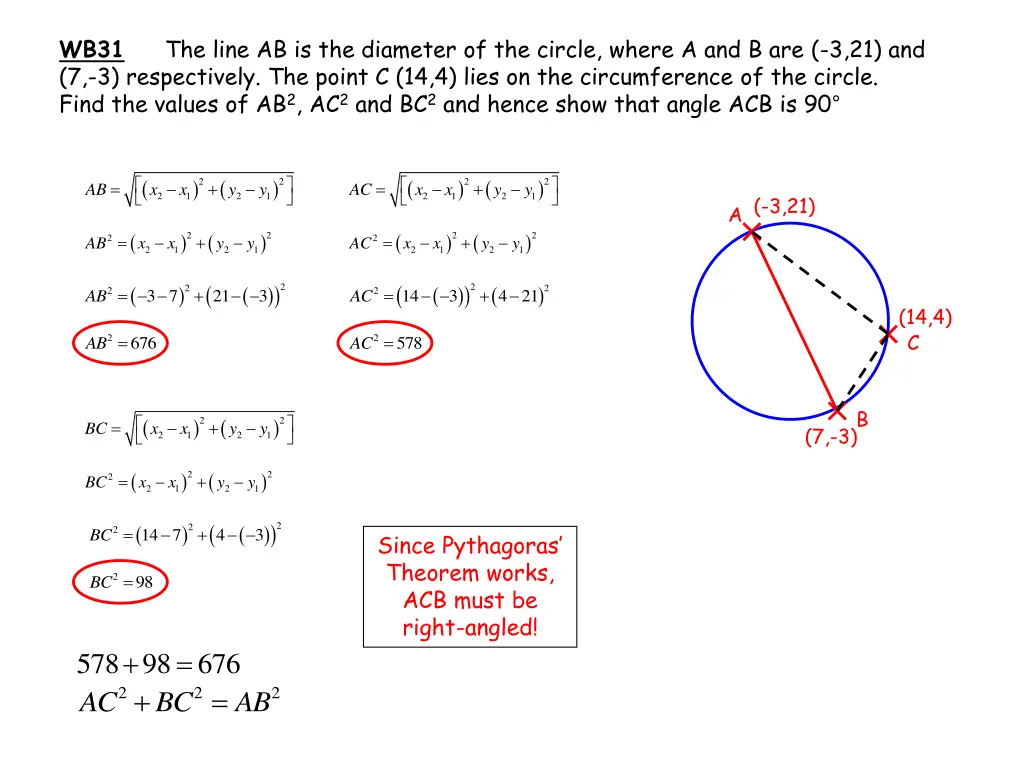 wb31 the line ab is the diameter of the circle