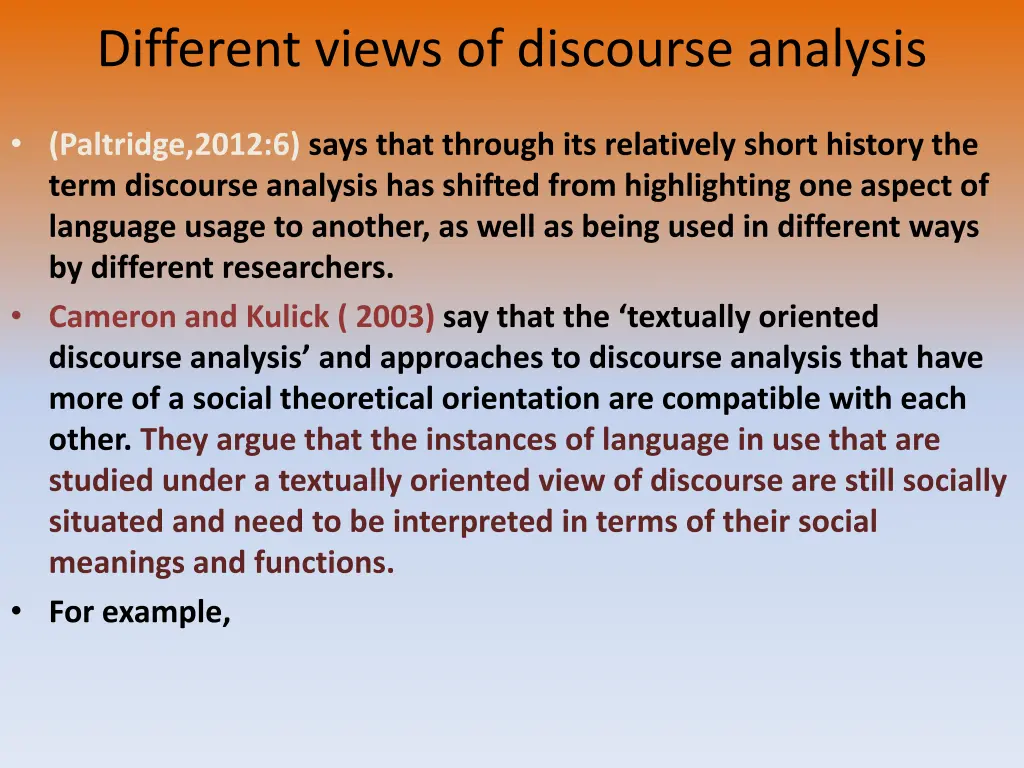 different views of discourse analysis