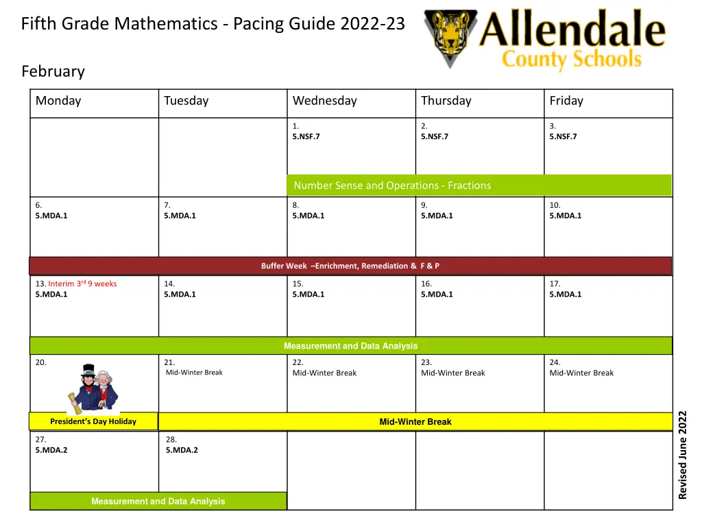 fifth grade mathematics pacing guide 2022 23 5