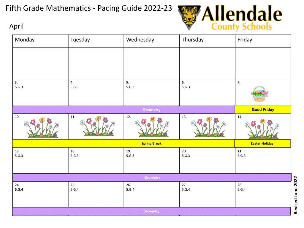 fifth grade mathematics pacing guide 2022 23 6