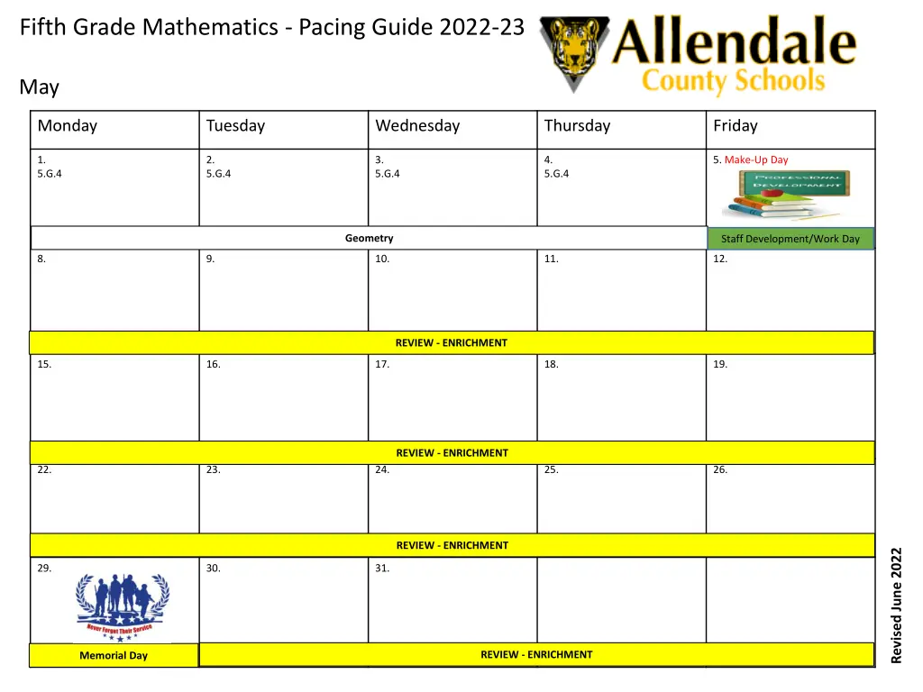fifth grade mathematics pacing guide 2022 23 7