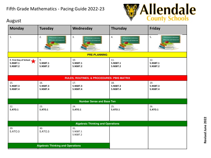 fifth grade mathematics pacing guide 2022 23