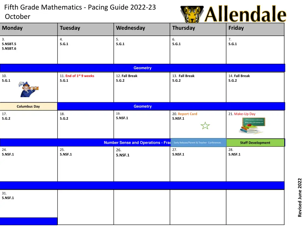 fifth grade mathematics pacing guide 2022