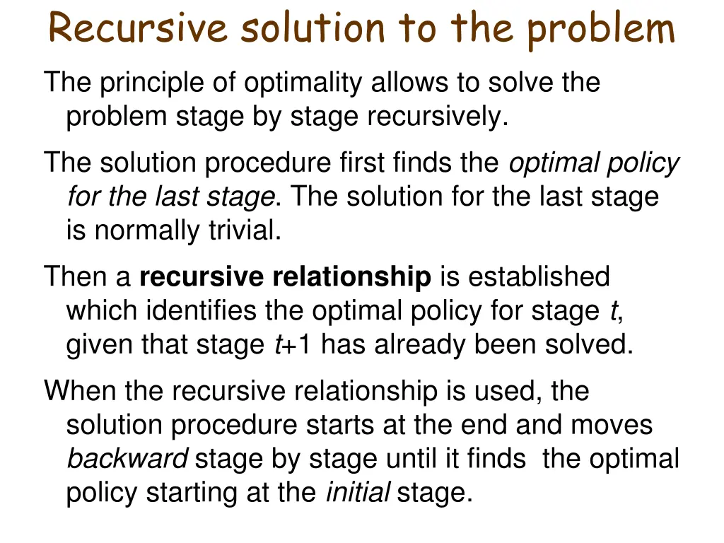 recursive solution to the problem the principle