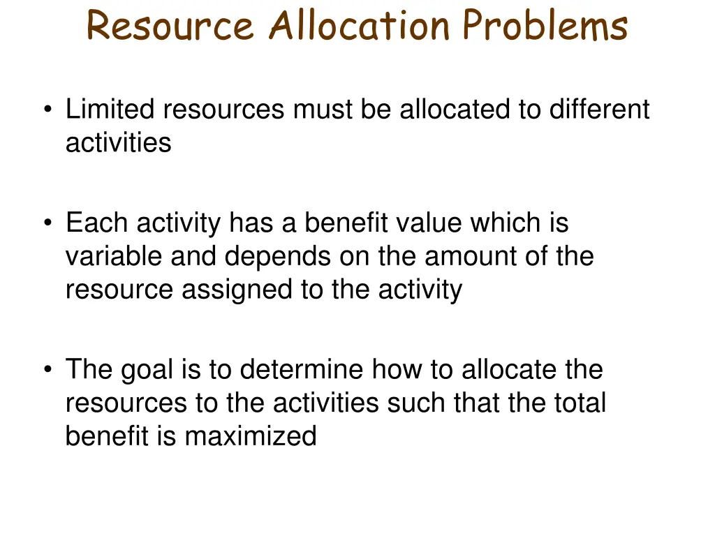 resource allocation problems
