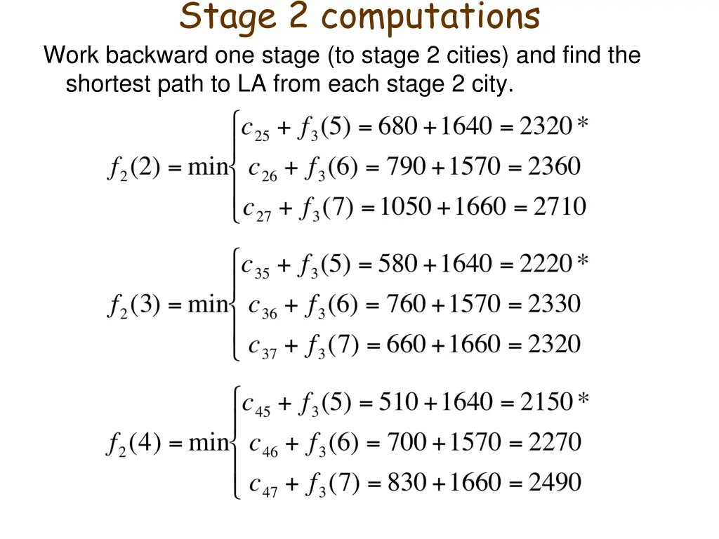 stage 2 computations work backward one stage