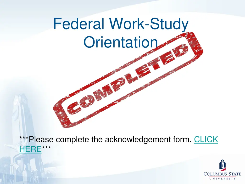 federal work study orientation