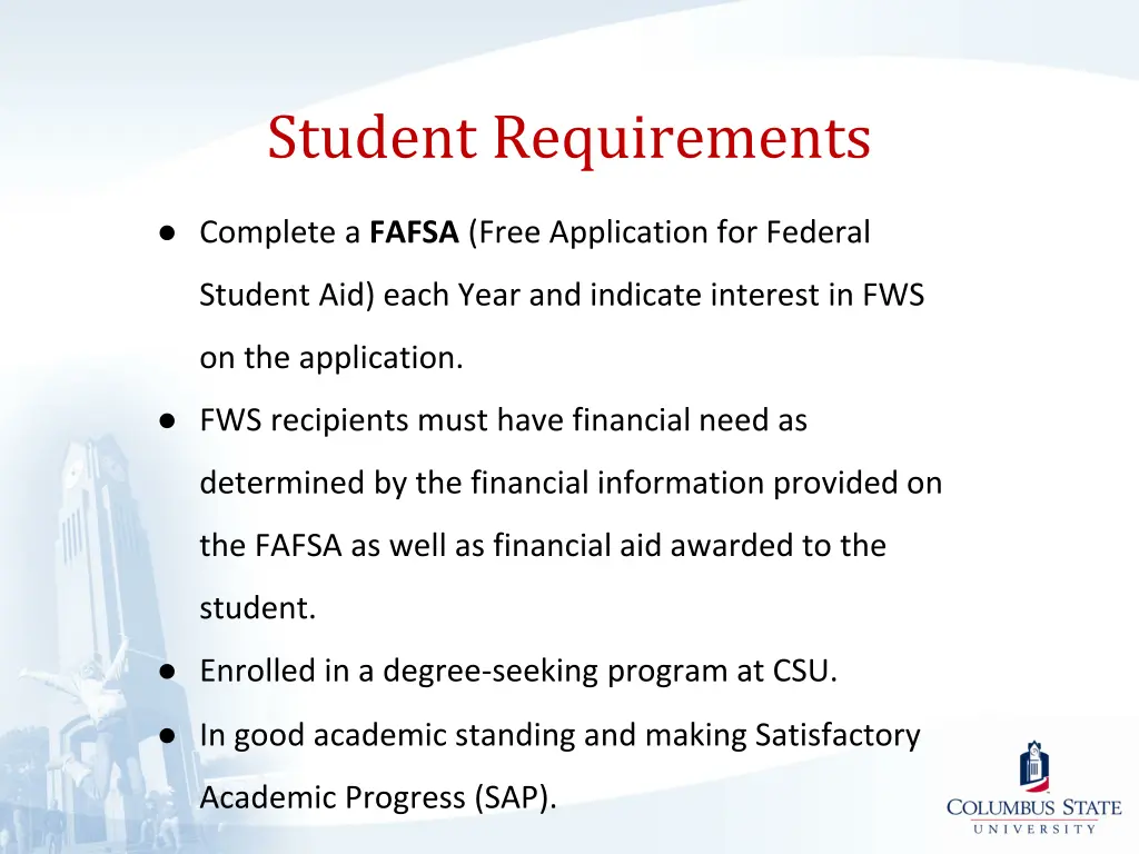 student requirements