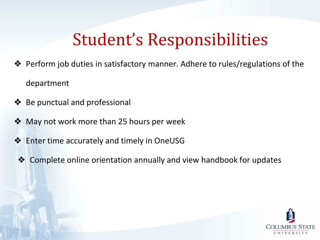 student s responsibilities