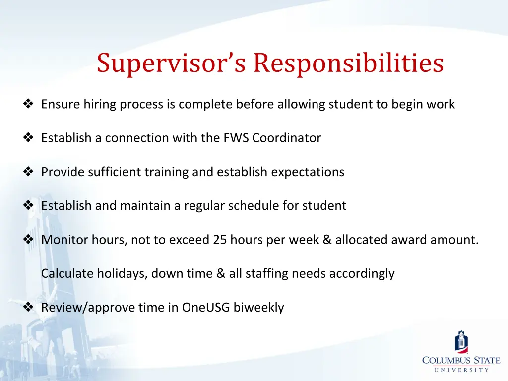 supervisor s responsibilities