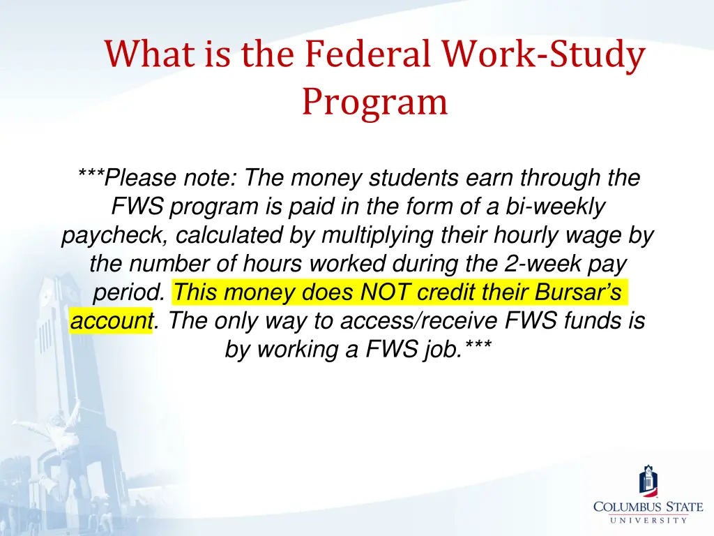 what is the federal work study program 1