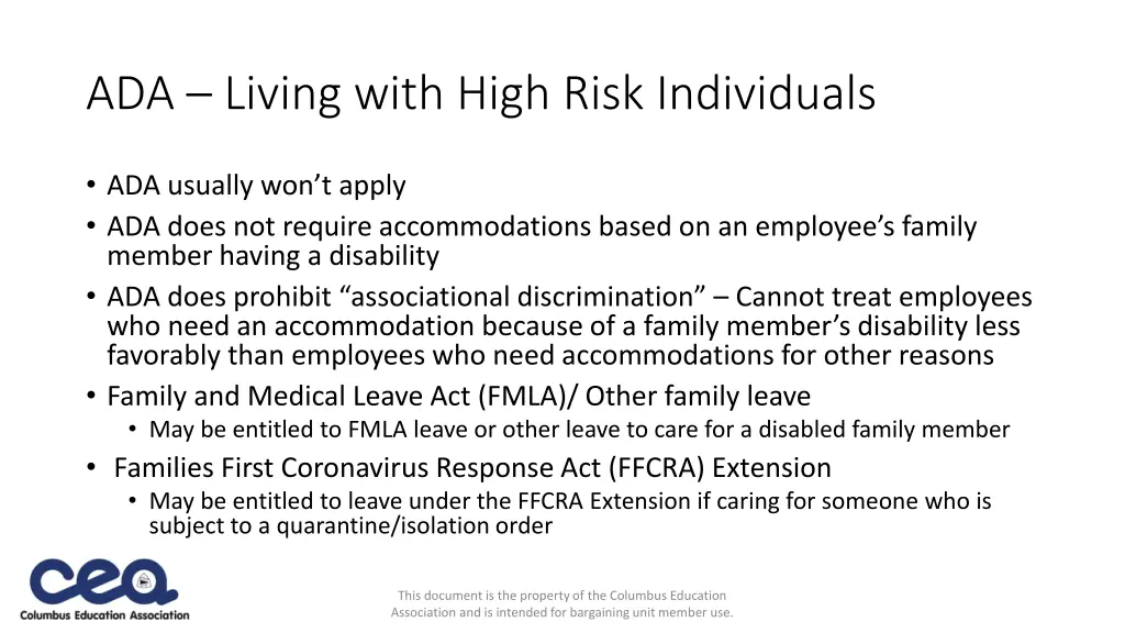 ada living with high risk individuals