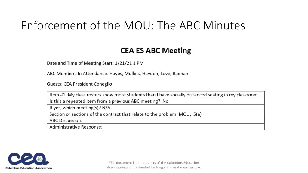 enforcement of the mou the abc minutes 1