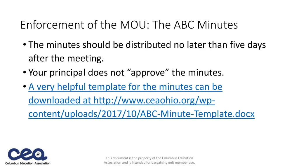 enforcement of the mou the abc minutes 2