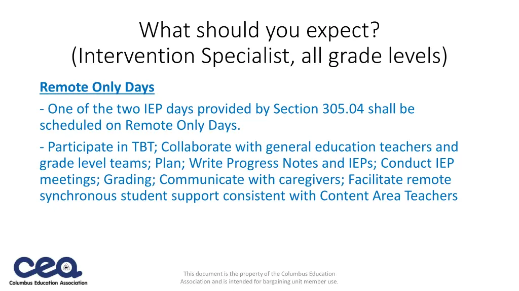 what should you expect intervention specialist 1