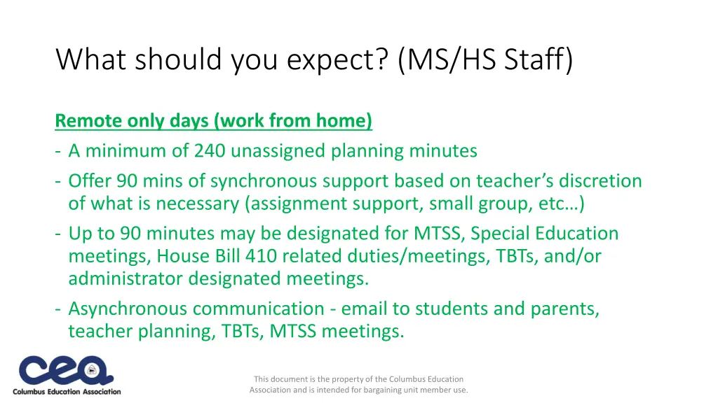 what should you expect ms hs staff 1