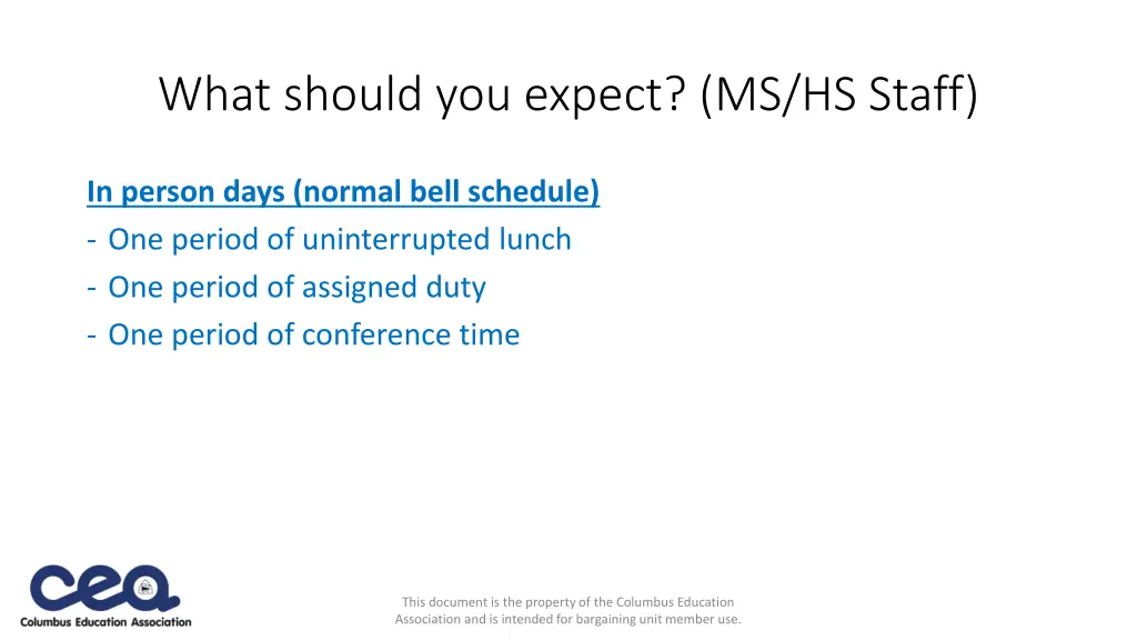 what should you expect ms hs staff