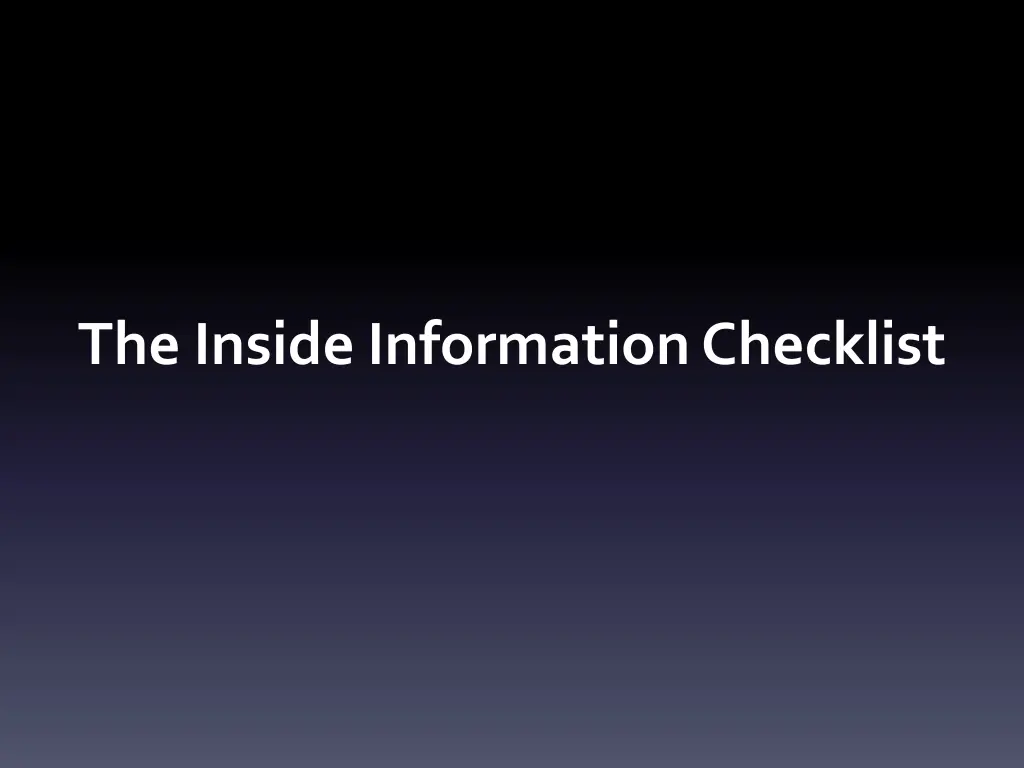 the inside information checklist