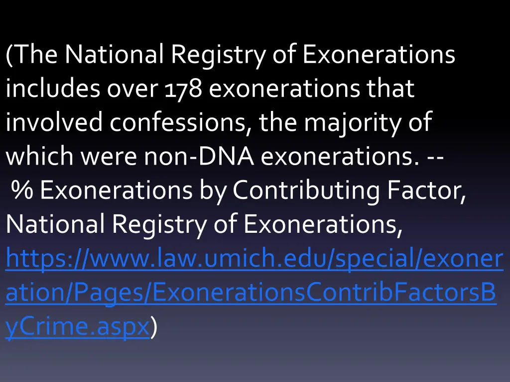the national registry of exonerations includes