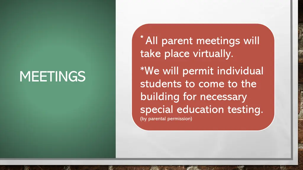 all parent meetings will take place virtually