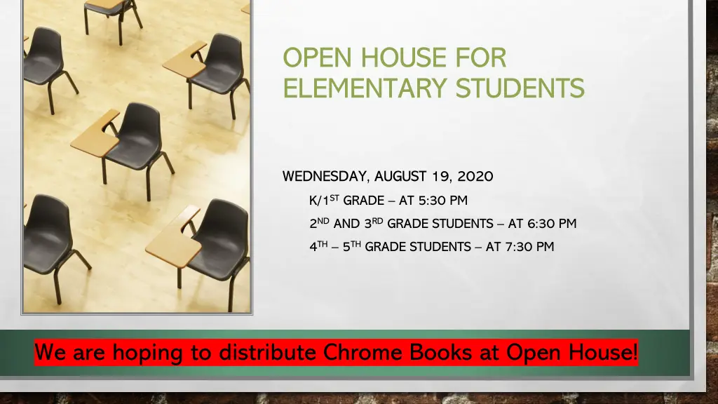 open house for elementary students