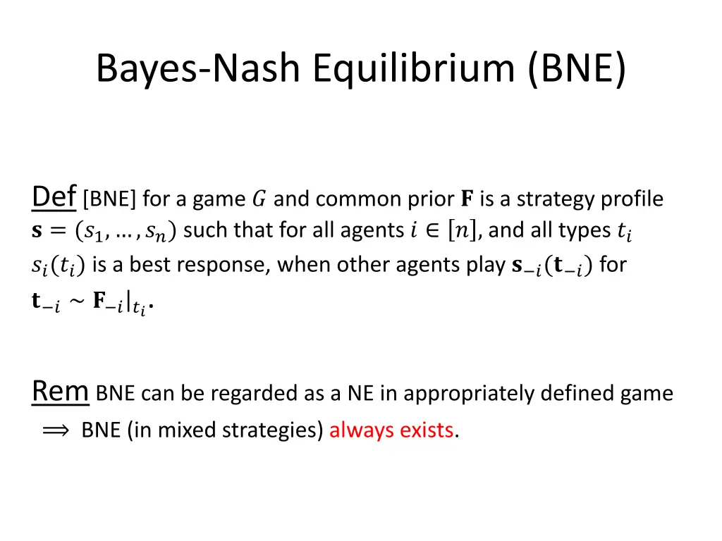 bayes nash equilibrium bne 1