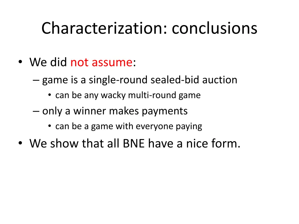 characterization conclusions