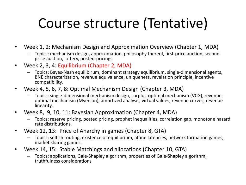 course structure tentative