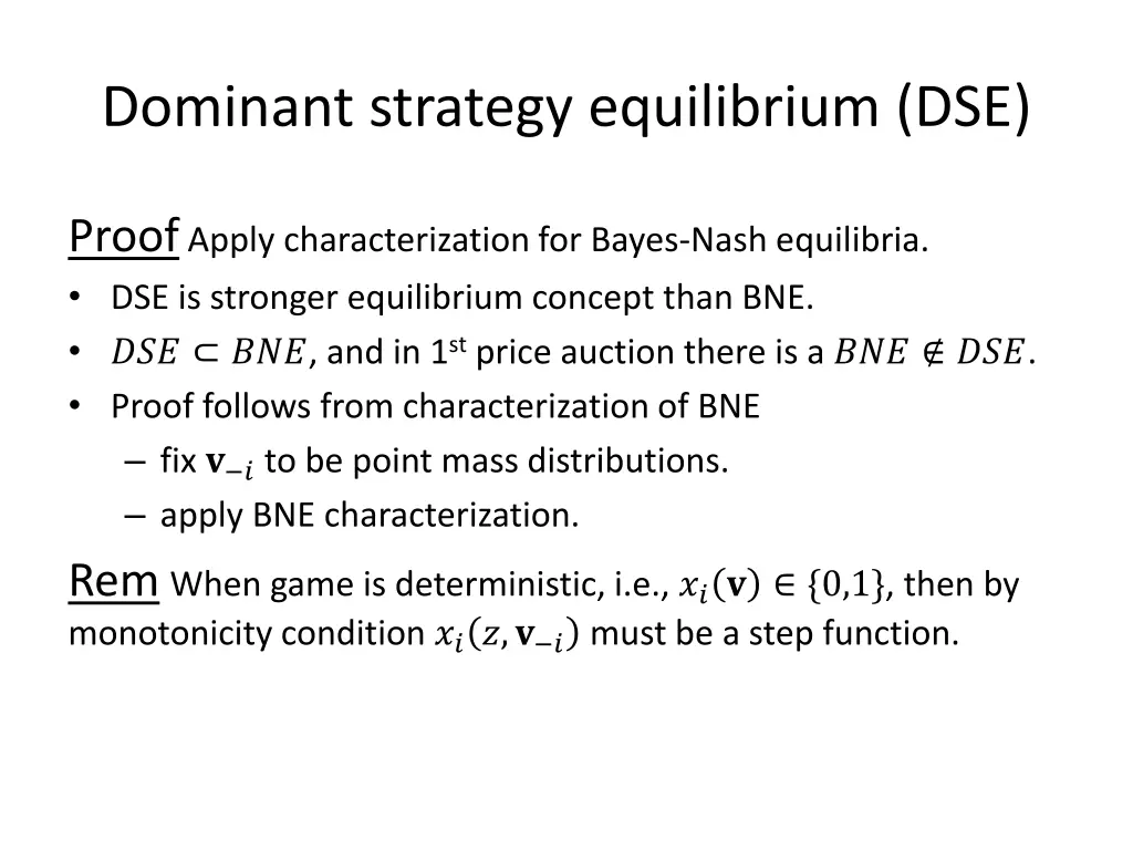 dominant strategy equilibrium dse 2