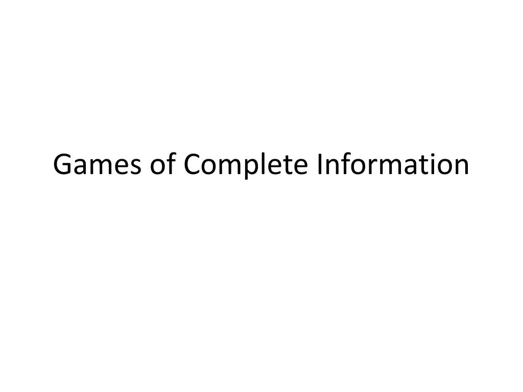 games of complete information