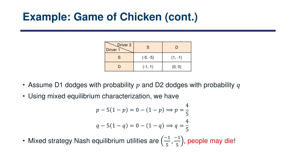 example game of chicken cont