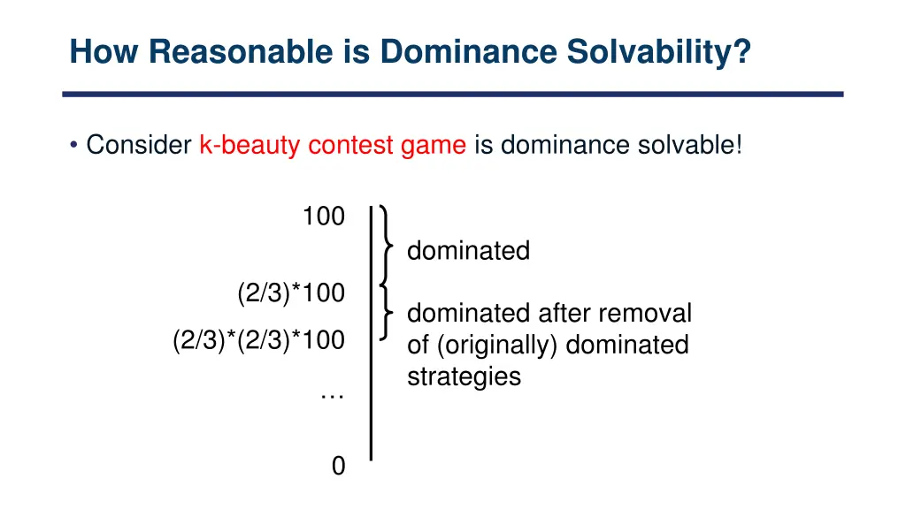 how reasonable is dominance solvability