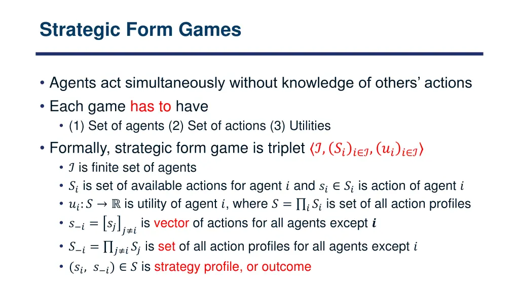 strategic form games