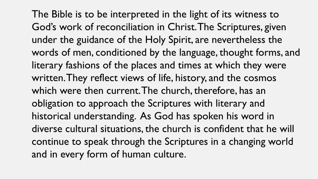 the bible is to be interpreted in the light
