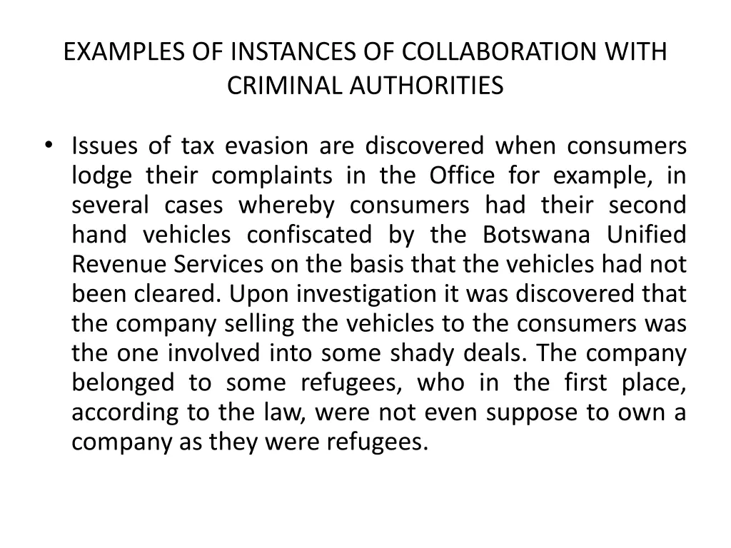 examples of instances of collaboration with