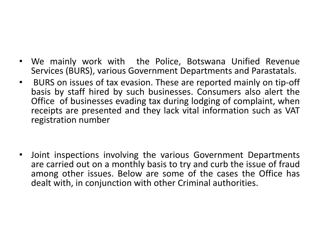 we mainly work with services burs various