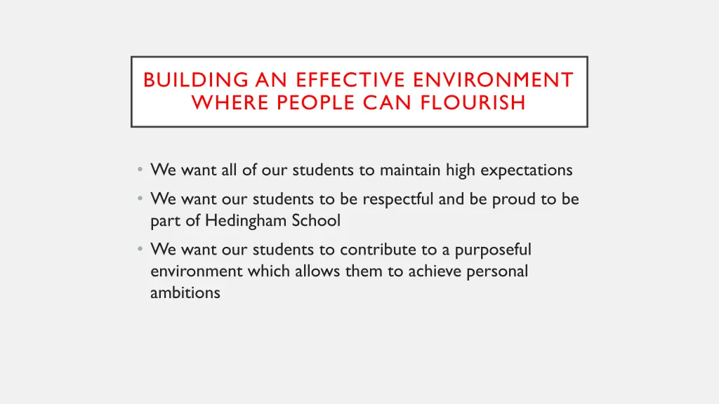 building an effective environment where people